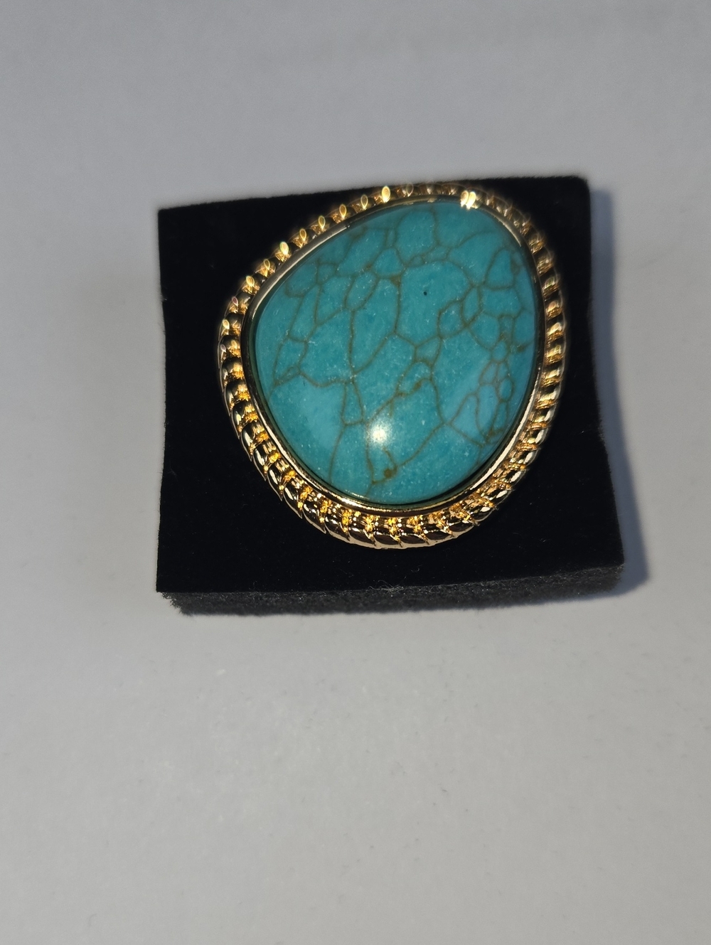 paparazzi Turquoise Teardrop Ring with Gold Trim